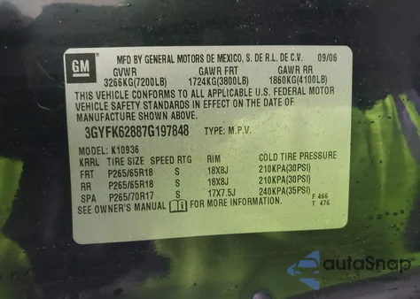 2007 Cadillac Escalade Ext Standard z USA, uszkodzony, nr VIN 3GYFK62887G197848